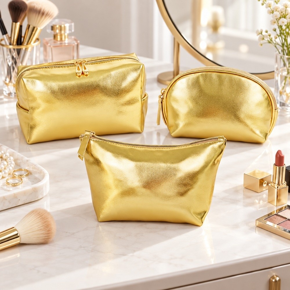 Cosmetic Bags - 휴대용 실버/골드 색상의 손잡이 달린 화장품