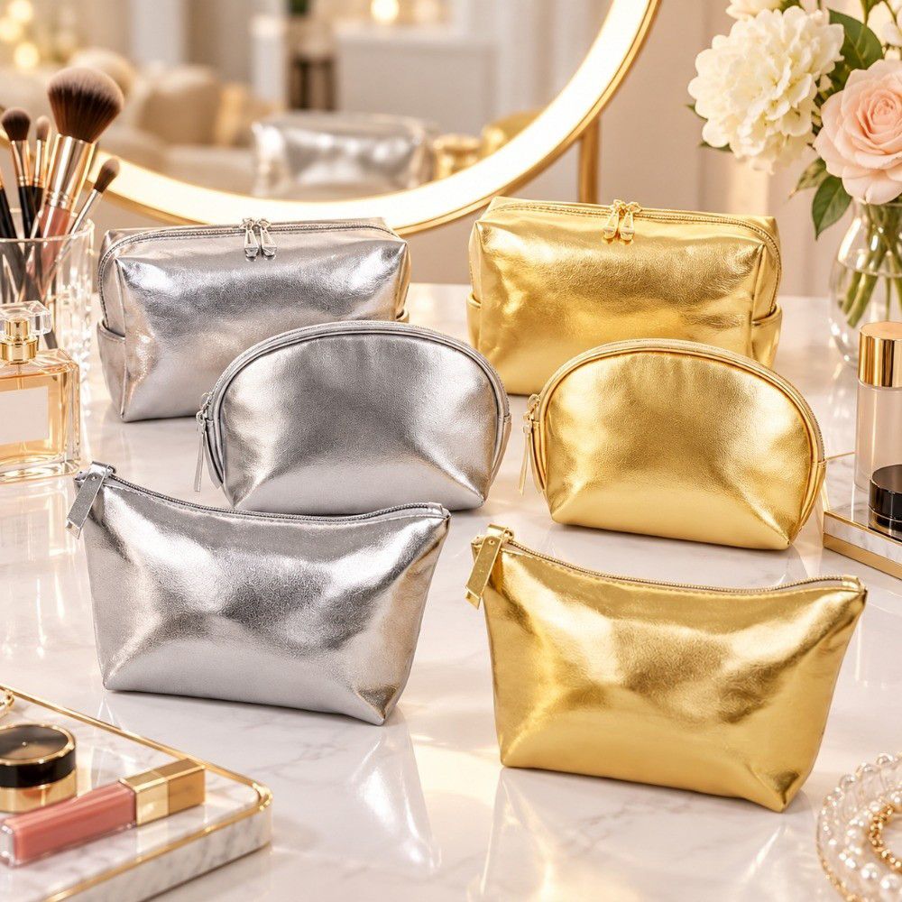 휴대용 실버/골드 색상의 손잡이 달린 화장품 가방, 방 - Cosmetic Bags 리뷰 및 가격