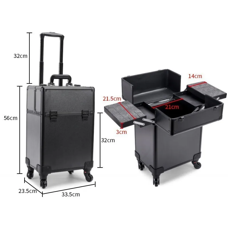 바퀴 달린 화장품 수납 가방, 대용량, 다층 구조, 전 - Luggage 리뷰 및 가격