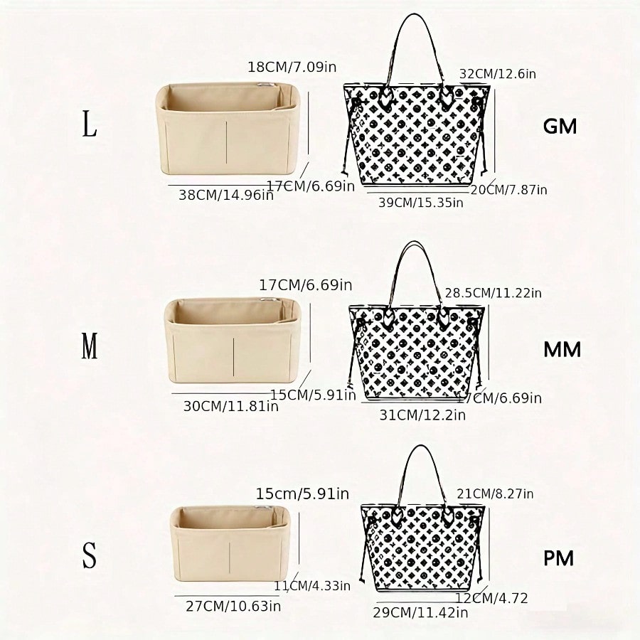 펠트 소재의 분리형 수납 가방, 다중 포켓 화장품 가방 - Handbags 리뷰 및 가격