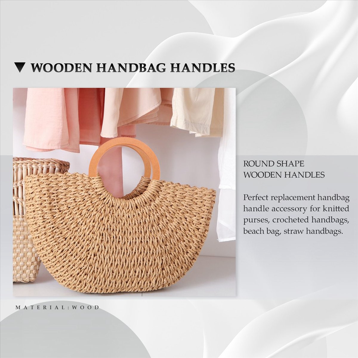 4PCS 수제 가방 핸드백 지갑 손잡이용 나무 원형 손 - Handbags 리뷰 및 가격